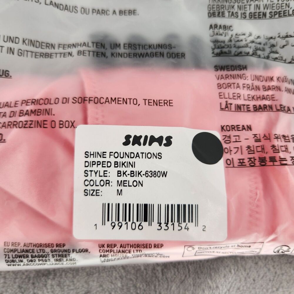 Skims Women's Medium Melon Pink Shine Foundations Dipped Bikini NWT - Picture 3 of 7